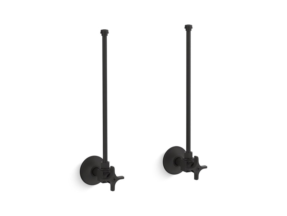 KOHLER K-7605-P Pair 3/8" NPT angle supplies with stop, cross handle and annealed vertical tube