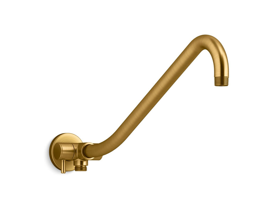 KOHLER K-76337 Gooseneck Rainhead arm with 2-way diverter, vibrant brushed moderne brass