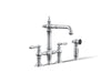 KOHLER K-76520-4 Artifacts Two-hole bridge bar sink faucet with side sprayer, polished chrome