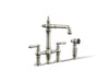 KOHLER K-76520-4 Artifacts Two-hole bridge bar sink faucet with side sprayer, vibrant polished nickel