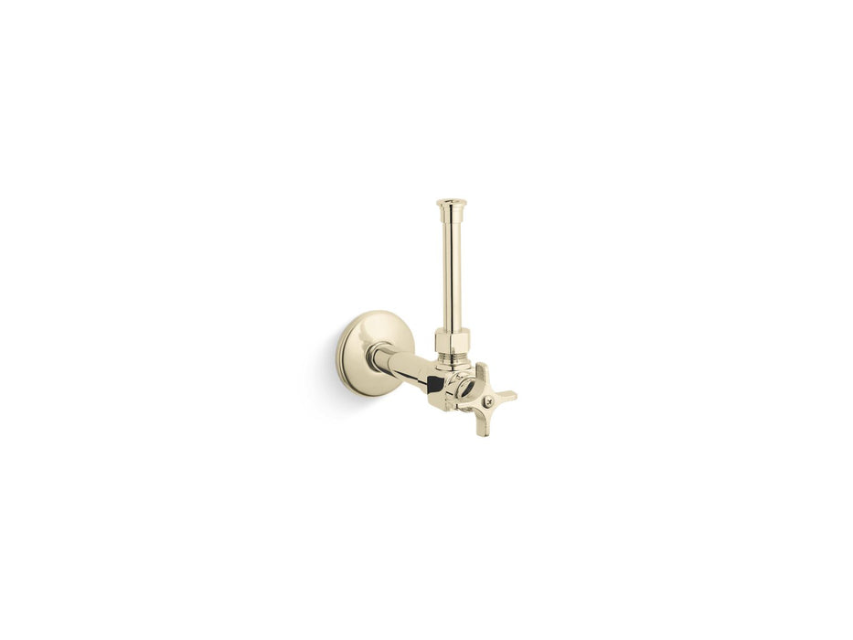 KOHLER K-7653 1/2" angle supply with stop, cross handle and rigid vertical tube, vibrant french gold