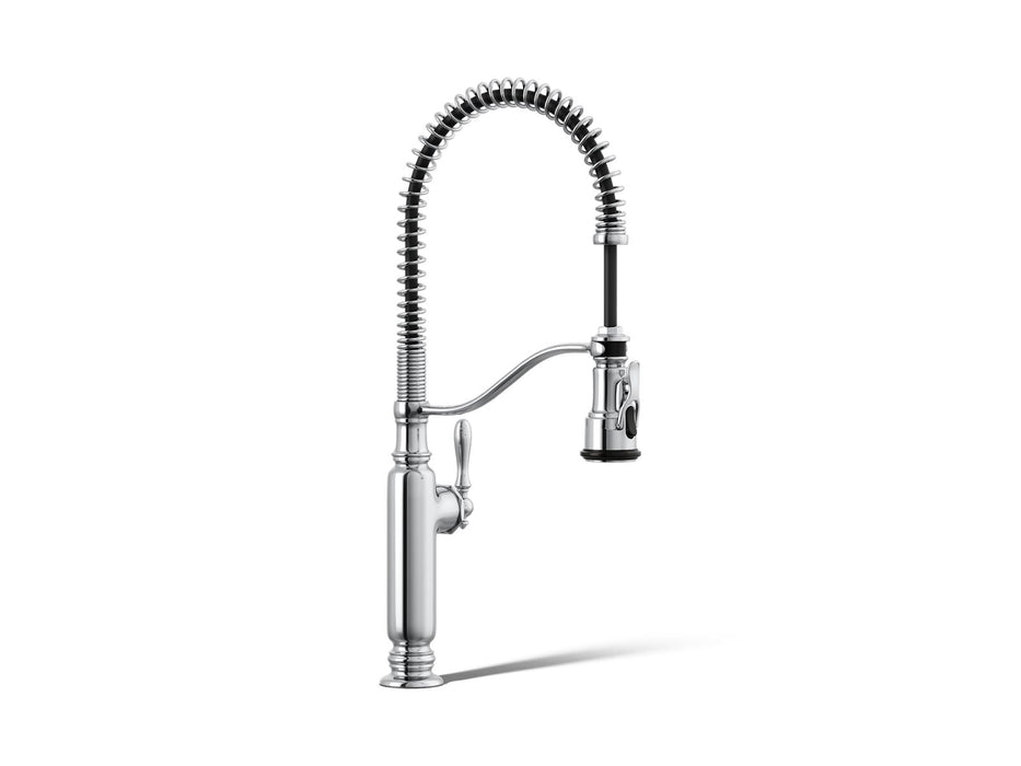 KOHLER K-77515 Tournant Semi-professional kitchen sink faucet with three-function sprayhead, polished chrome