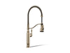 KOHLER K-77515 Tournant Semi-professional kitchen sink faucet with three-function sprayhead, vibrant brushed bronze