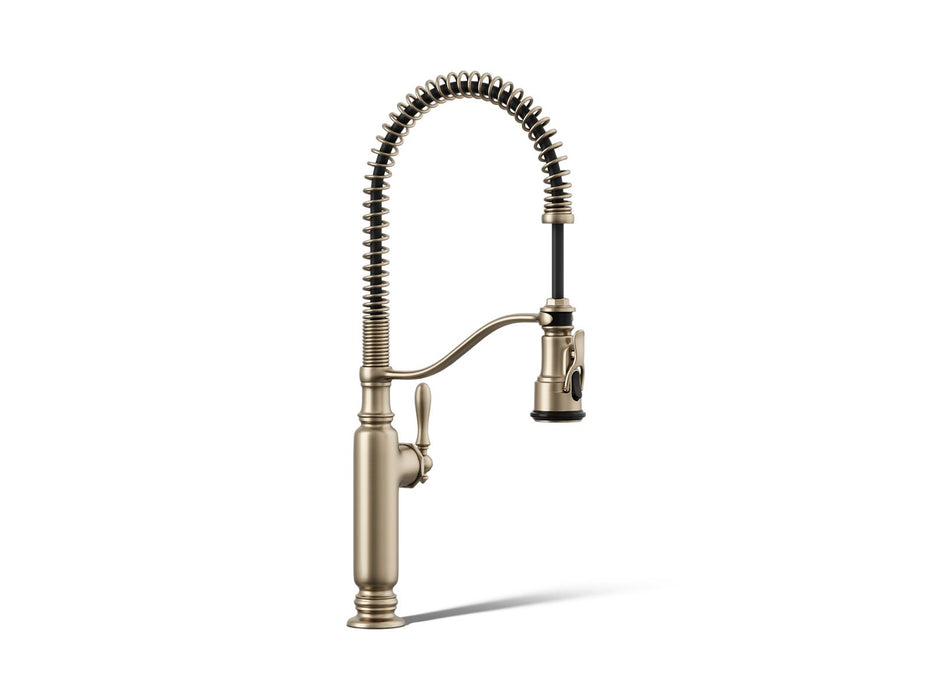 KOHLER K-77515 Tournant Semi-professional kitchen sink faucet with three-function sprayhead, vibrant brushed bronze
