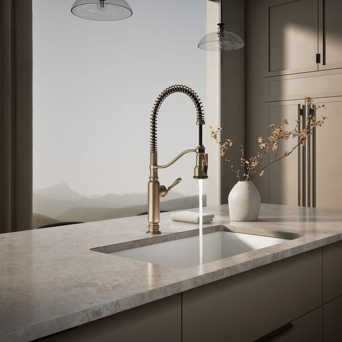 KOHLER K-77515 Tournant Semi-professional kitchen sink faucet with three-function sprayhead, vibrant brushed bronze - view 4