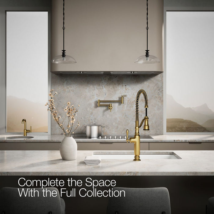 KOHLER K-77515 Tournant Semi-professional kitchen sink faucet with three-function sprayhead, vibrant brushed moderne...