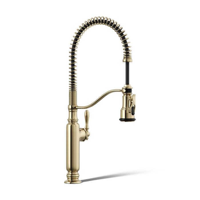 KOHLER K-77515 Tournant Semi-professional kitchen sink faucet with three-function sprayhead, vibrant french gold - view 5