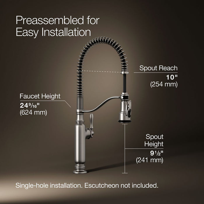 KOHLER K-77515 Tournant Semi-professional kitchen sink faucet with three-function sprayhead