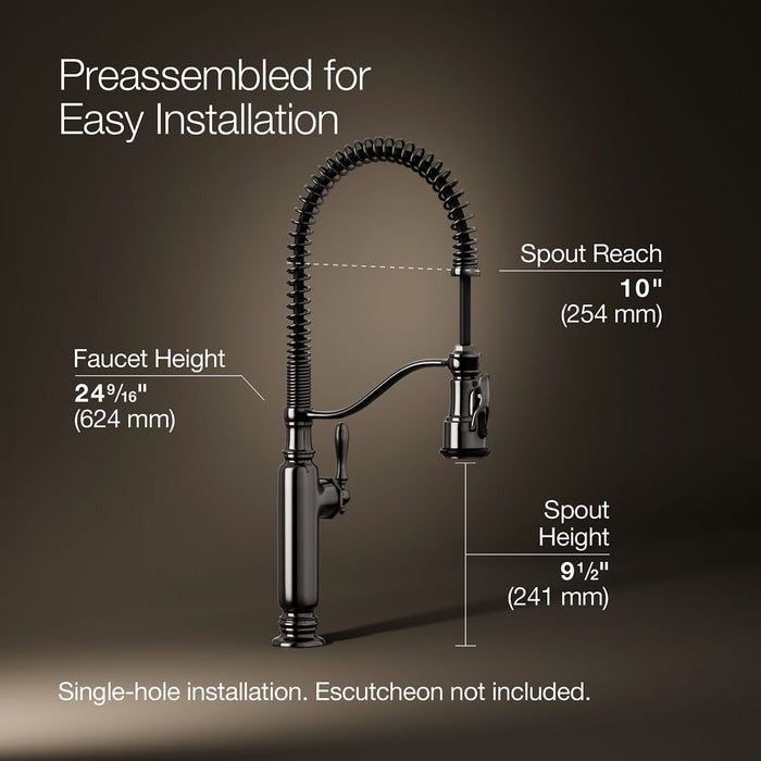 KOHLER K-77515 Tournant Semi-professional kitchen sink faucet with three-function sprayhead