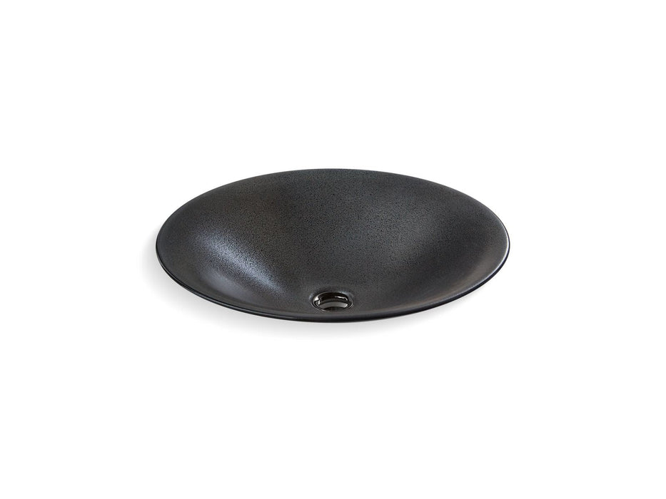KOHLER K-77714 Shagreen Carillon 17-1/2" round drop-in bathroom sink, no overflow, ebony pearl