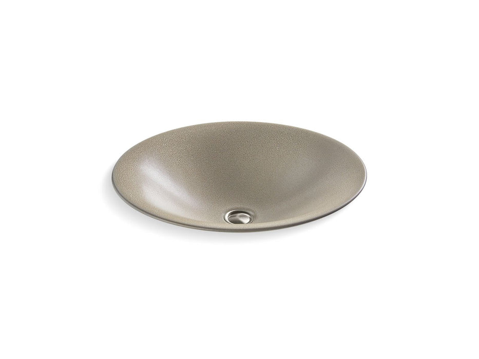 KOHLER K-77714 Shagreen Carillon 17-1/2" round drop-in bathroom sink, no overflow, oyster pearl