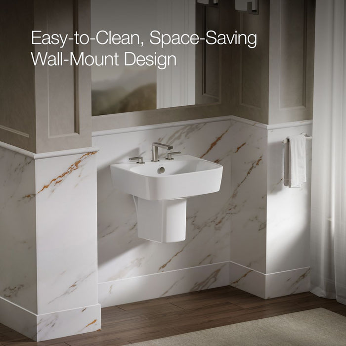 KOHLER K-77768-8 ModernLife wall-mount pedestal bathroom sink, white - view 3