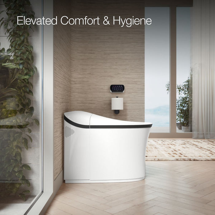 KOHLER K-77795 Eir One-piece Elongated Smart Toilet, Dual-flush, matte black white - view 4