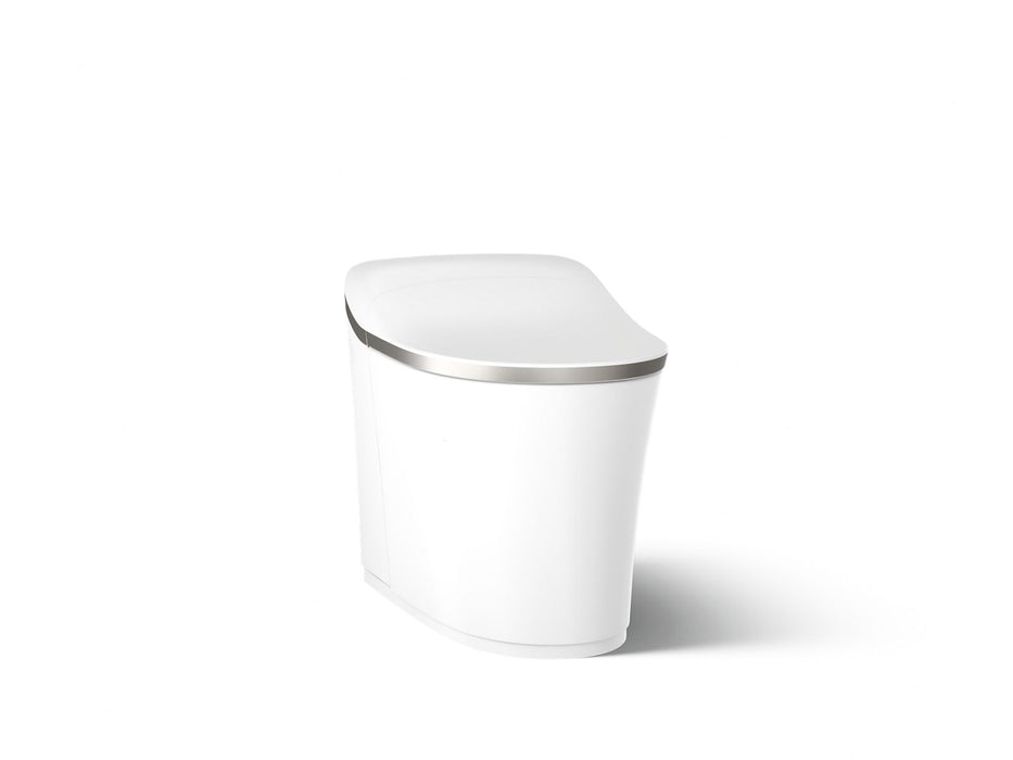 KOHLER K-77795 Eir One-piece Elongated Smart Toilet, Dual-flush, white with brushed nickel