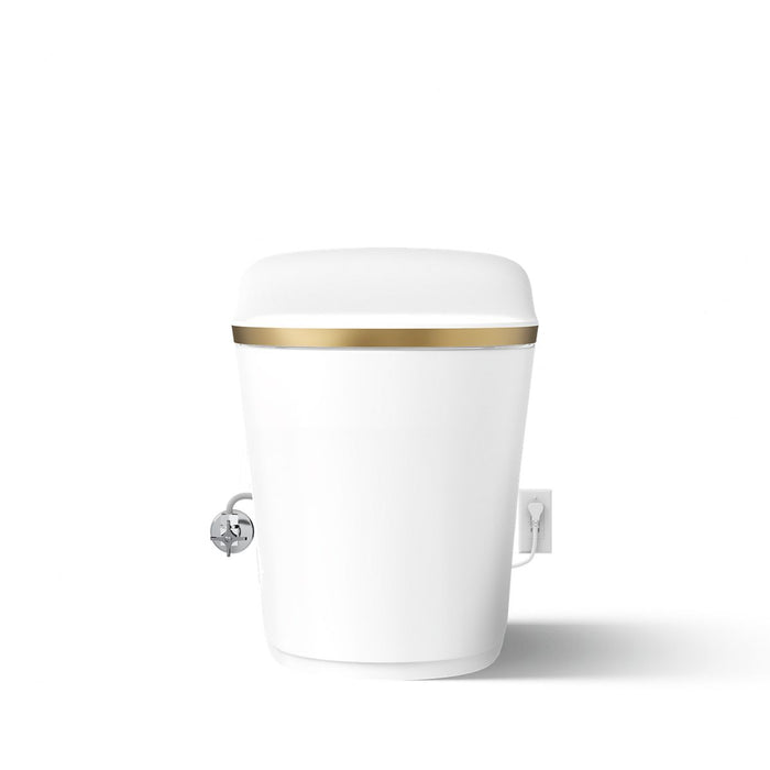 KOHLER K-77795 Eir One-piece Elongated Smart Toilet, Dual-flush, white with moderne brushed brass - view 3
