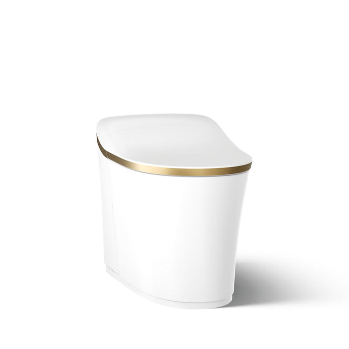KOHLER K-77795 Eir One-piece Elongated Smart Toilet, Dual-flush, white with moderne brushed brass - view 4