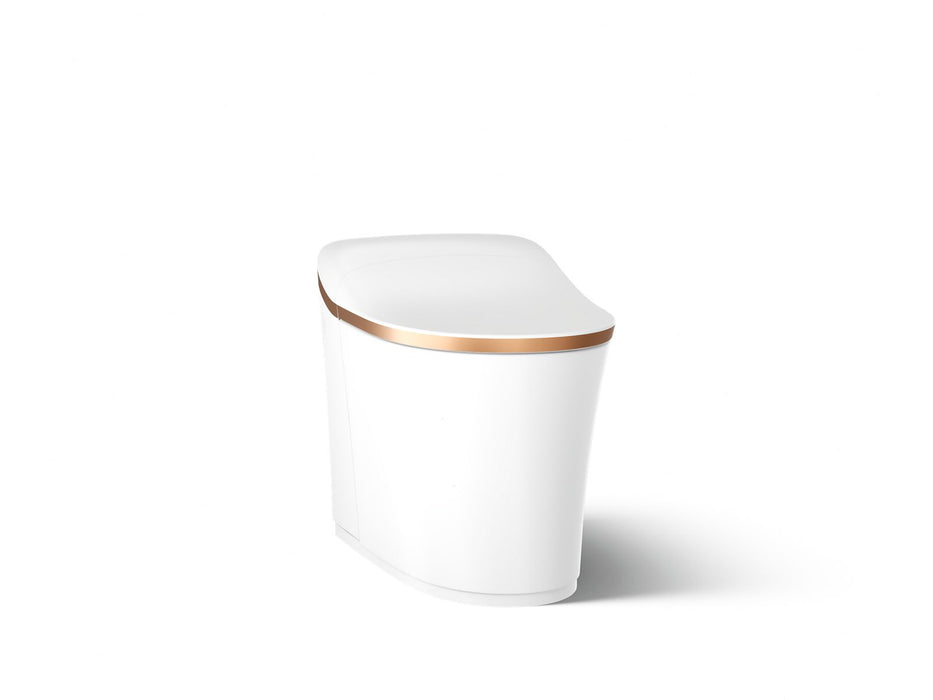 KOHLER K-77795 Eir One-piece Elongated Smart Toilet, Dual-flush, white with sunrise gold trim