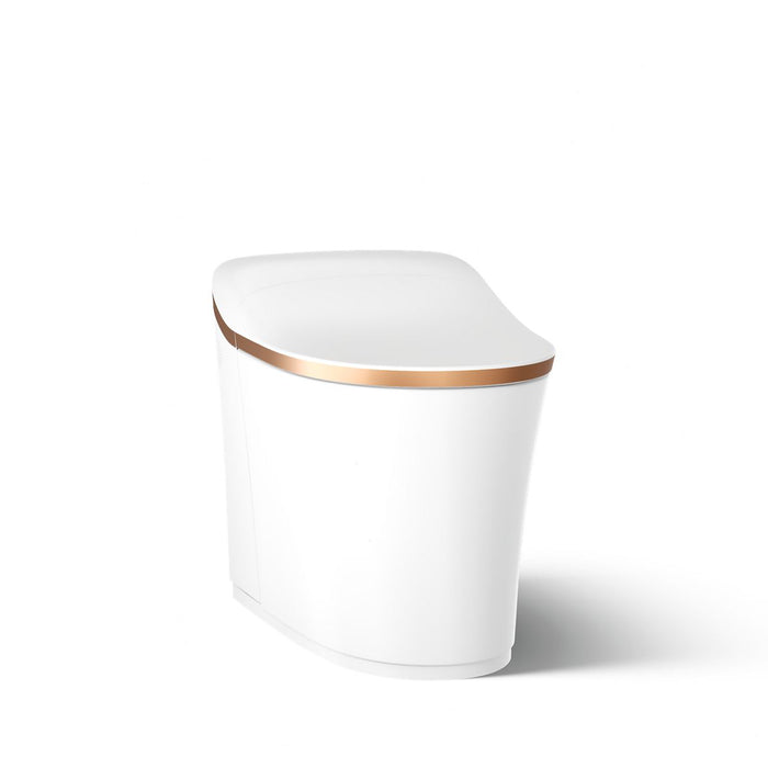 KOHLER K-77795 Eir One-piece Elongated Smart Toilet, Dual-flush, white with sunrise gold trim - view 5