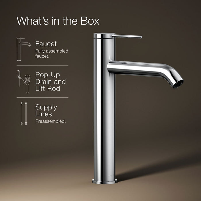 KOHLER K-77959-4A Components Tall single-handle bathroom sink faucet, 1.2 gpm