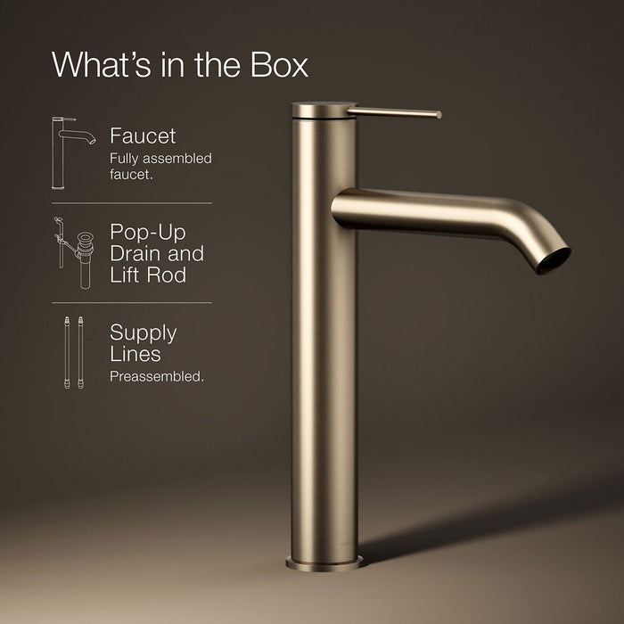 KOHLER K-77959-4A Components Tall single-handle bathroom sink faucet, 1.2 gpm