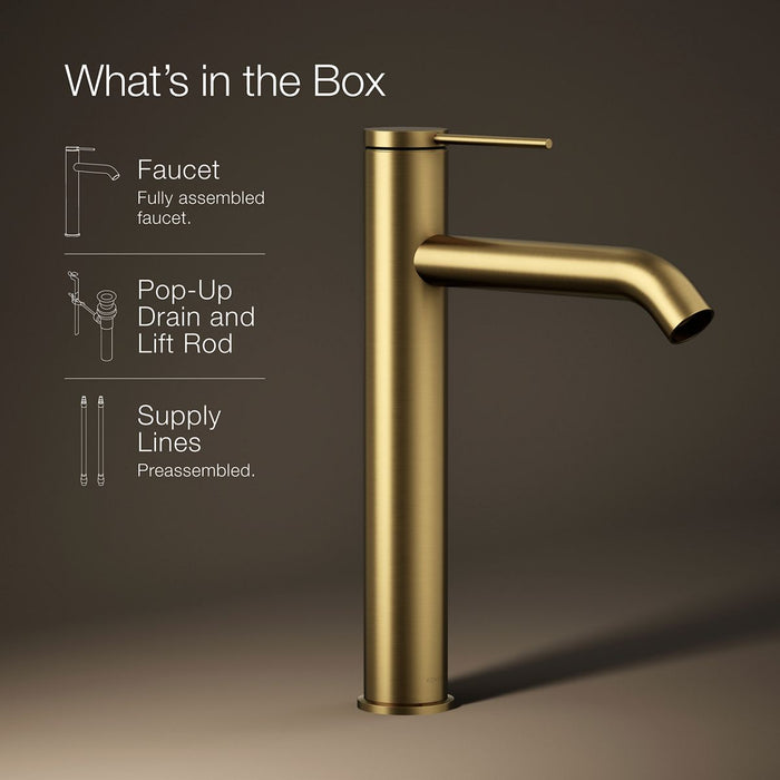 KOHLER K-77959-4A Components Tall single-handle bathroom sink faucet, 1.2 gpm, vibrant brushed moderne brass - view 5