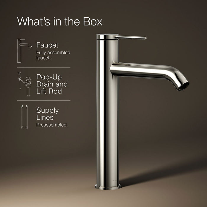 KOHLER K-77959-4A Components Tall single-handle bathroom sink faucet, 1.2 gpm, vibrant brushed nickel - view 5