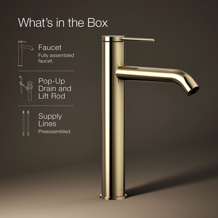 KOHLER K-77959-4A Components Tall single-handle bathroom sink faucet, 1.2 gpm, vibrant french gold - view 5