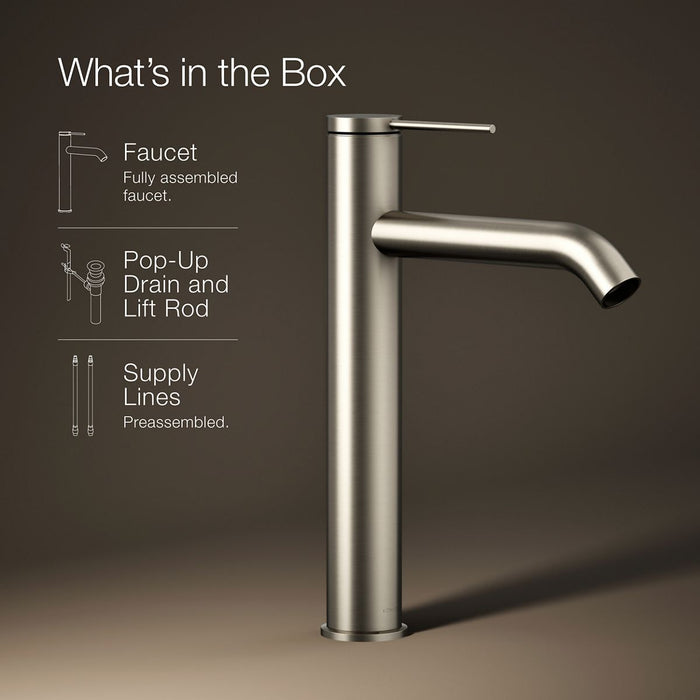 KOHLER K-77959-4A Components Tall single-handle bathroom sink faucet, 1.2 gpm