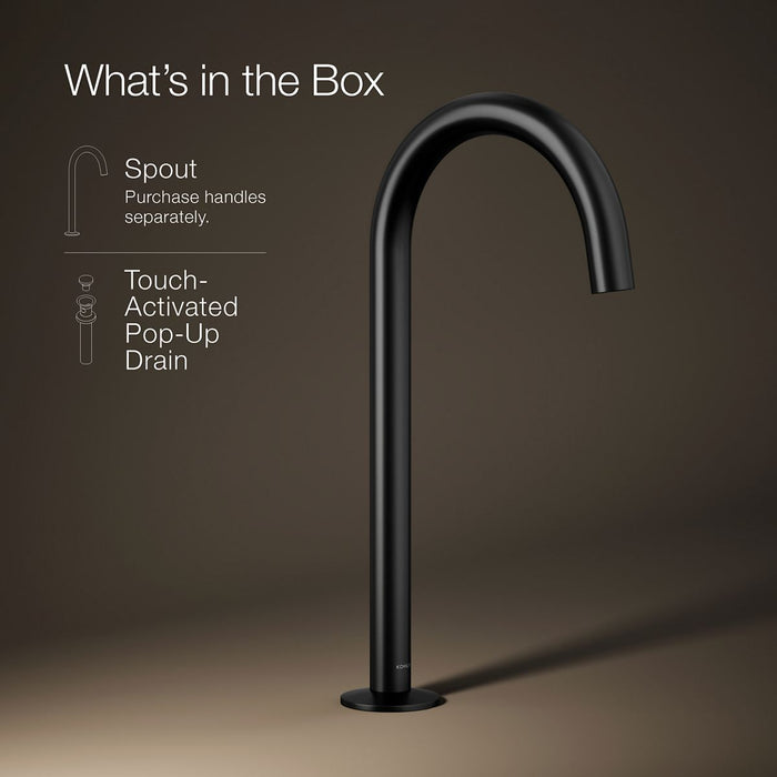 KOHLER K-77965 Components Bathroom sink faucet spout with Tube design, 1.2 gpm, matte black - view 5