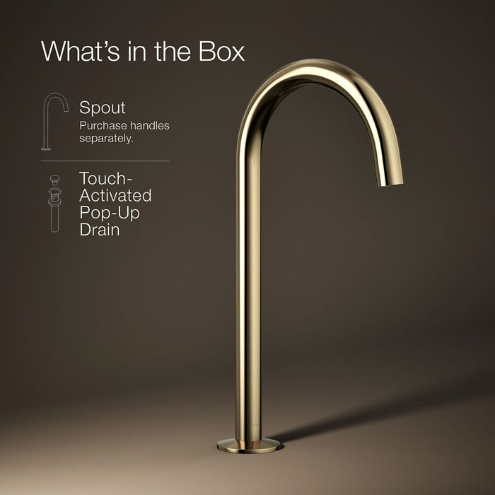 KOHLER K-77965 Components Bathroom sink faucet spout with Tube design, 1.2 gpm, vibrant french gold - view 5