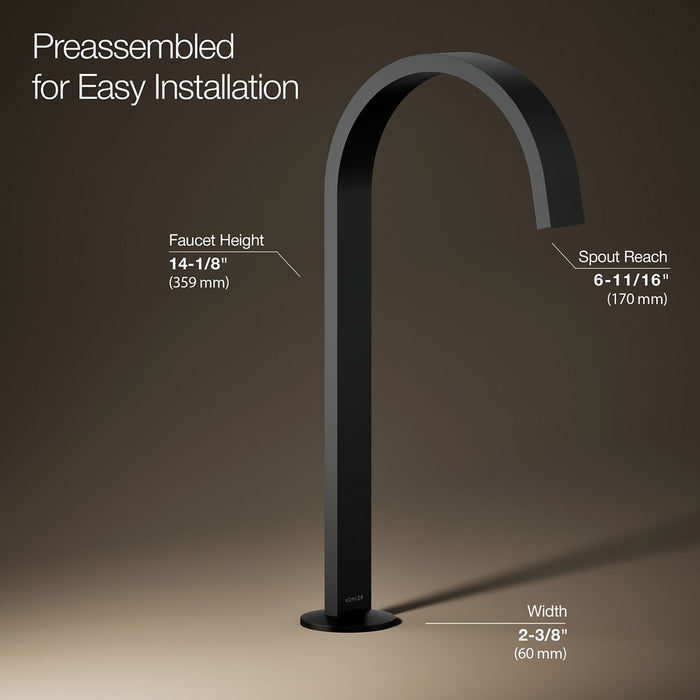 KOHLER K-77966 Components Bathroom Sink Faucet Spout with Ribbon Design, 1.2 GPM, matte black - view 4