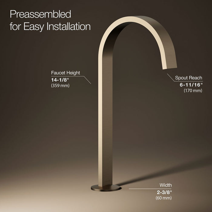 KOHLER K-77966 Components Bathroom Sink Faucet Spout with Ribbon Design, 1.2 GPM, vibrant brushed bronze - view 4