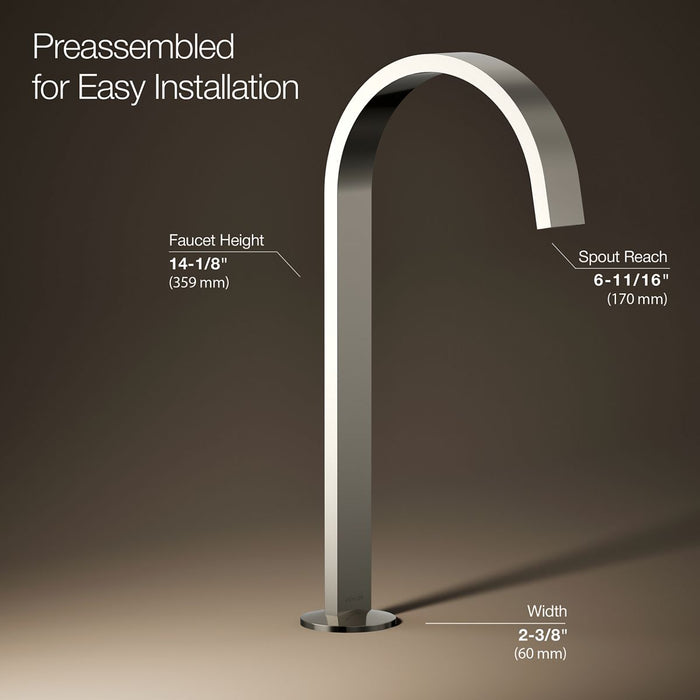 KOHLER K-77966 Components Bathroom Sink Faucet Spout with Ribbon Design, 1.2 GPM, vibrant polished nickel - view 2