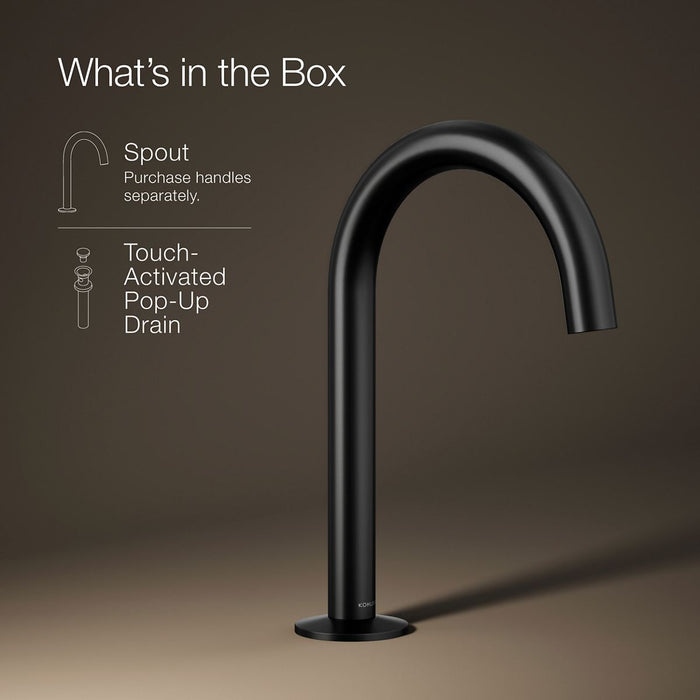 KOHLER K-77967 Components Bathroom sink faucet spout with Tube design, 1.2 gpm, matte black - view 5