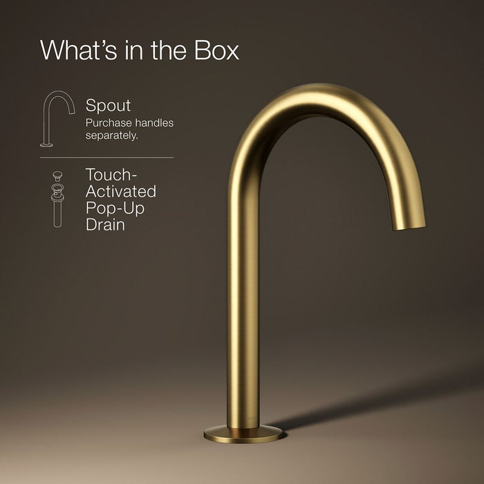 KOHLER K-77967 Components Bathroom sink faucet spout with Tube design, 1.2 gpm, vibrant brushed moderne brass - view 5