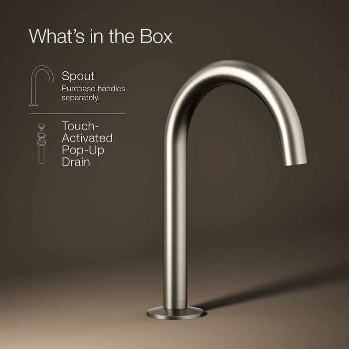 KOHLER K-77967 Components Bathroom sink faucet spout with Tube design, 1.2 gpm, vibrant brushed nickel - view 5