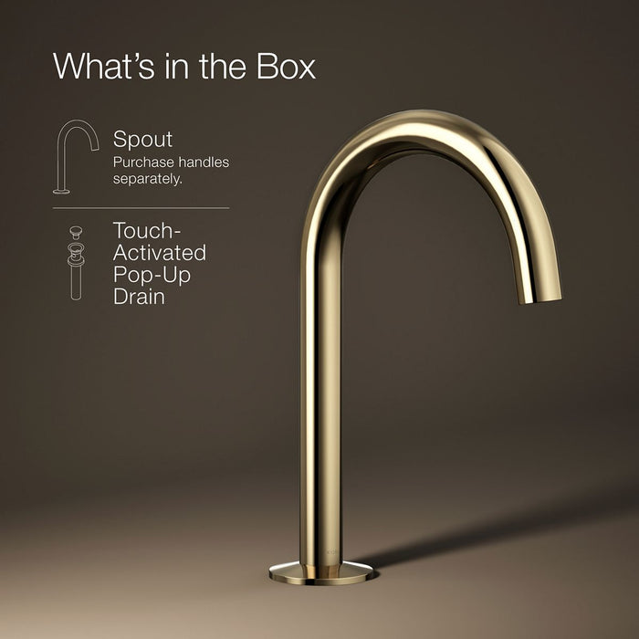 KOHLER K-77967 Components Bathroom sink faucet spout with Tube design, 1.2 gpm, vibrant french gold - view 5