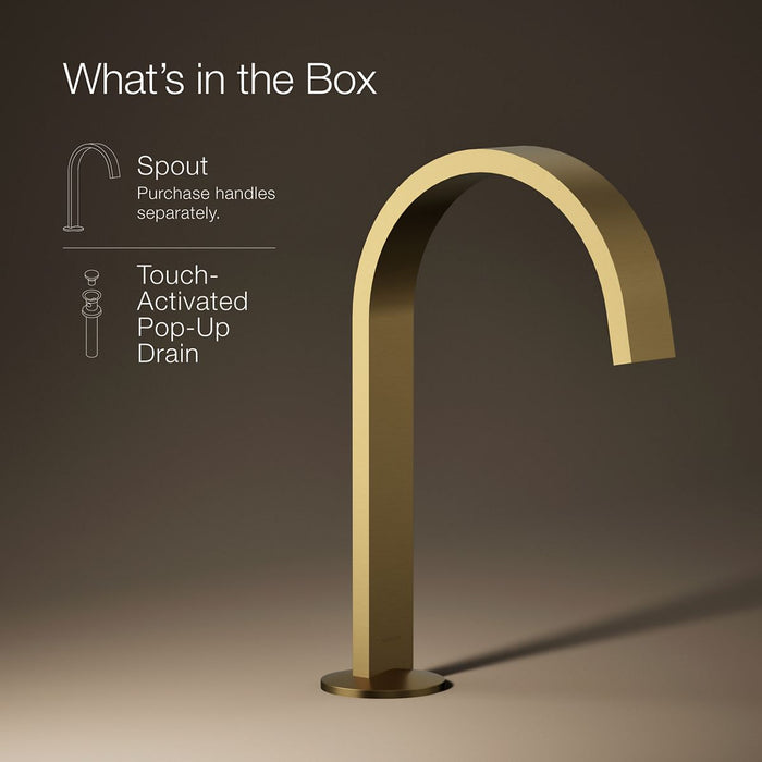 KOHLER K-77968 Components Bathroom sink faucet spout with Ribbon design, 1.2 gpm, vibrant brushed moderne brass - view 5