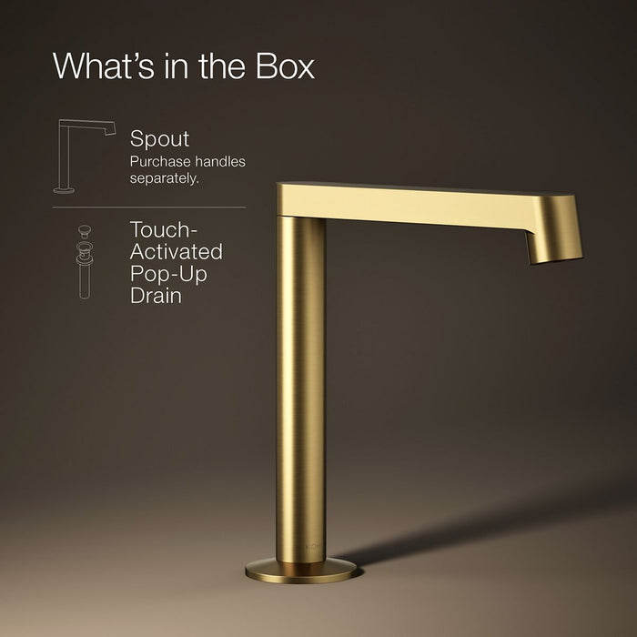 KOHLER K-77969 Components Bathroom sink faucet spout with Row design, 1.2 gpm, vibrant brushed moderne brass - view 5