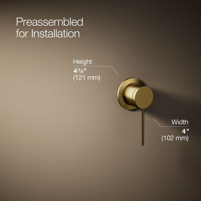 KOHLER K-77980-4A Components Wall-mount bathroom sink faucet handle, vibrant brushed moderne brass - view 3