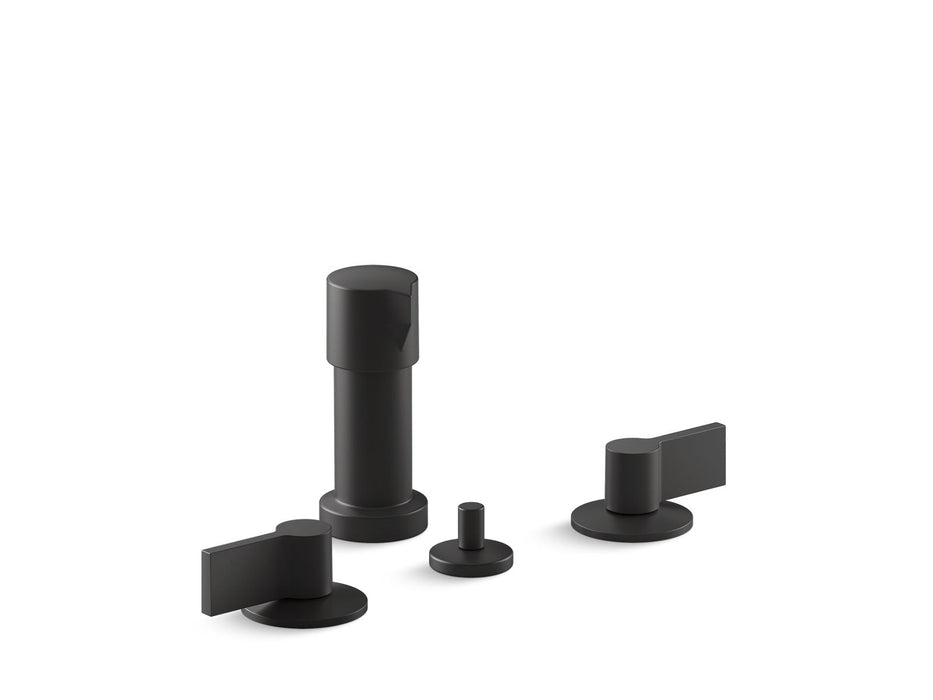 KOHLER K-77983-4 Components Widespread bidet faucet with Lever handles, matte black