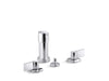 KOHLER K-77983-4 Components Widespread bidet faucet with Lever handles, polished chrome