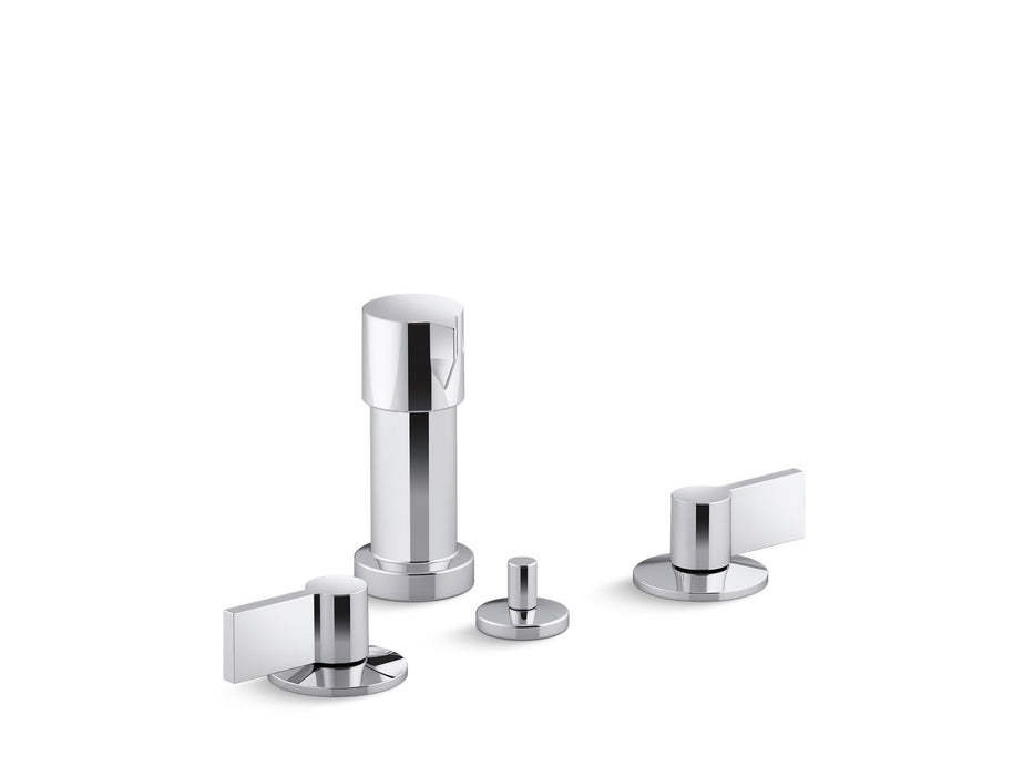 KOHLER K-77983-4 Components Widespread bidet faucet with Lever handles, polished chrome
