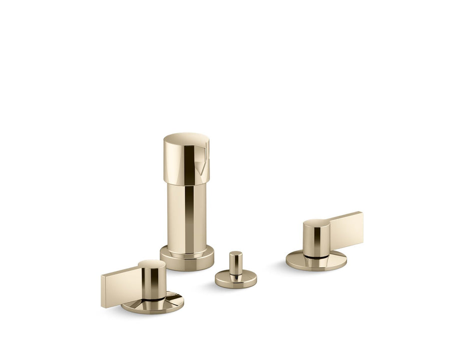 KOHLER K-77983-4 Components Widespread bidet faucet with Lever handles, vibrant french gold
