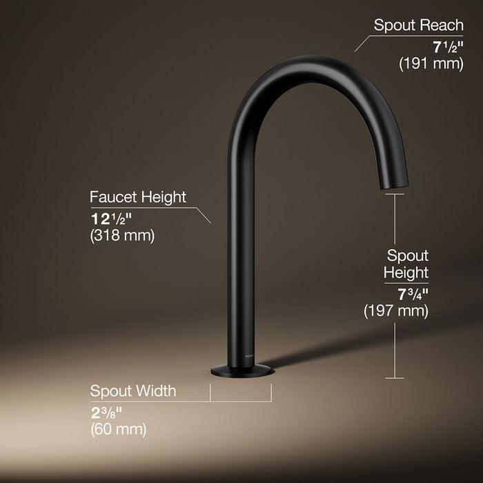KOHLER K-77985 Components Deck-mount bath spout with Tube design, matte black - view 4