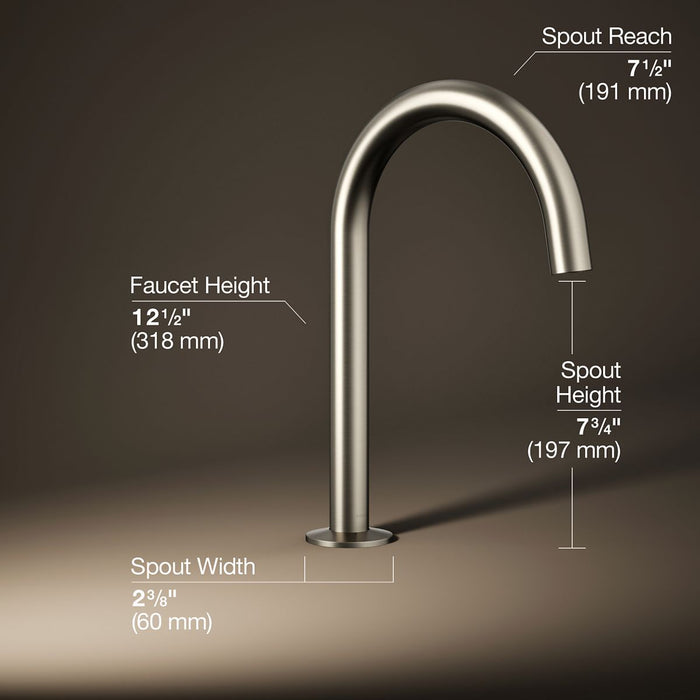 KOHLER K-77985 Components Deck-mount bath spout with Tube design, vibrant brushed nickel - view 4