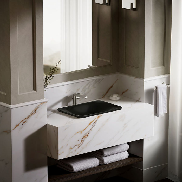 KOHLER K-7799 Carillon 21-1/4" rectangular drop-in bathroom sink, no overflow, black black - view 5