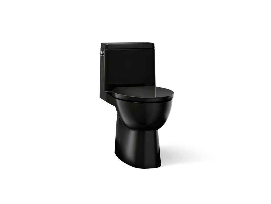 KOHLER K-78080 Reach One-piece compact elongated toilet with skirted trapway, 1.28 gpf, black black