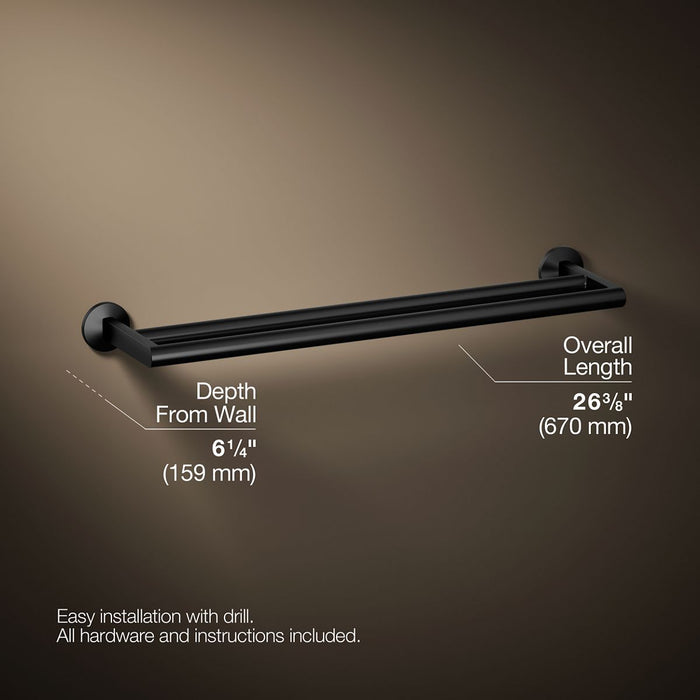 KOHLER K-78375 Components Double towel bar, matte black - view 5