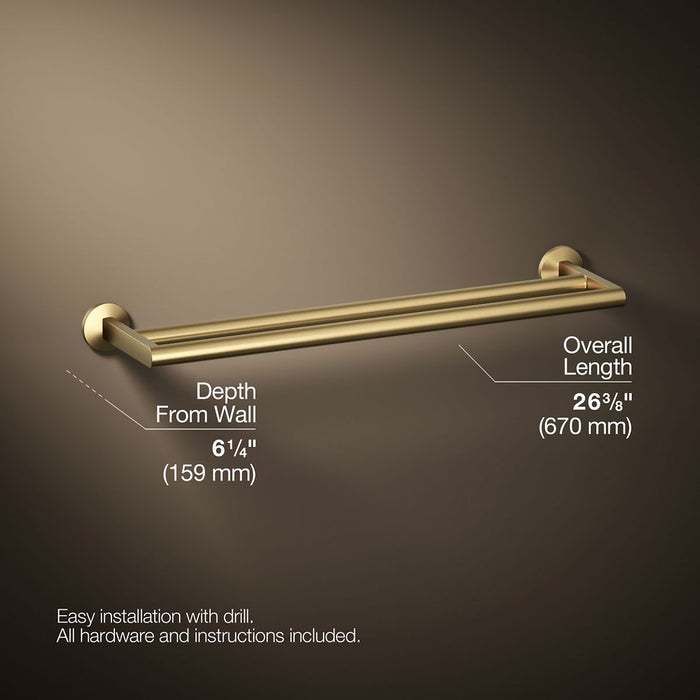 KOHLER K-78375 Components Double towel bar, vibrant brushed moderne brass - view 3